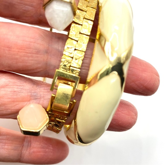 Gold Tone Bangle Clamper Bracelets Bundle of 3 - Picture 2 of 9